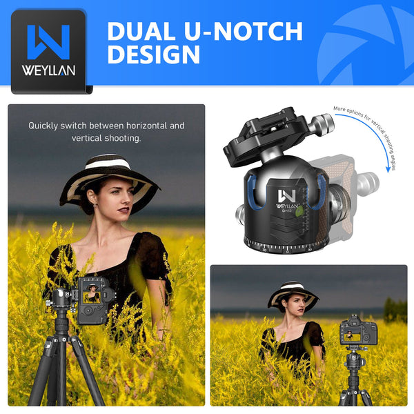 WEYLLAN DH52 Low Profile 52mm Tripod Ball Head