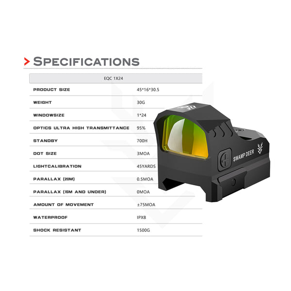SwampDeer EQC IPX-8 1X24 Red Dot