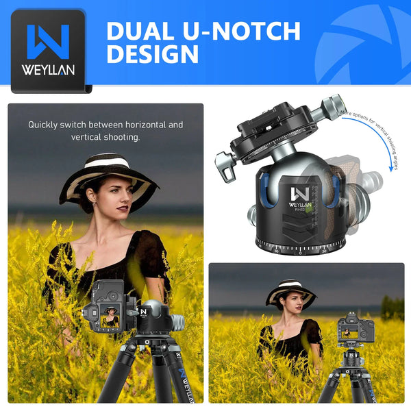 WEYLLAN RH52 Low Profile 52mm Tripod Ball Head