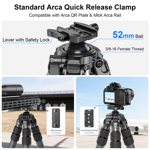 WEYLLAN HN403 carbon fiber shooting tripod, lightweight design, essential for outdoor combat
