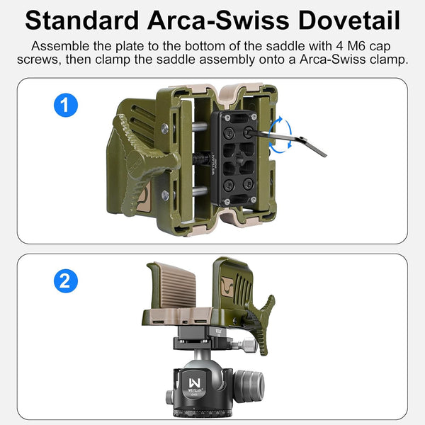 BOG shooting tripod ball head conversion kit and Arca Swiss saddle mounting plate