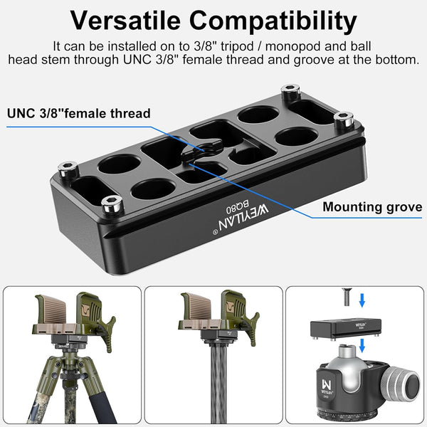 BOG shooting tripod ball head conversion kit and Arca Swiss saddle mounting plate
